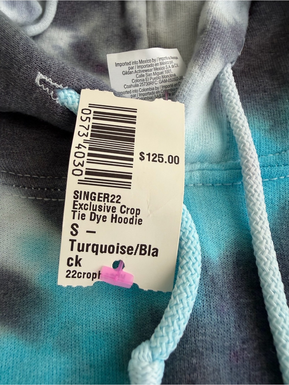 Tie-Dye Cropped Hoodie Sweatshirt NWT